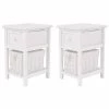 12 in. 1-Drawer White Wooden Mini Bedside End Table Nightstand (Set of 2) by Boyel Living -MODWAY store white boyel living nightstands hysn 53787 2 64 1000