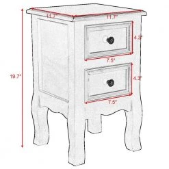 19.7 in. H x 11.7 in. W x 11.7 in. D 2-Drawer White Wood Accent End Nightstand by Boyel Living -MODWAY store white boyel living nightstands hysn 56005wh 1f 1000