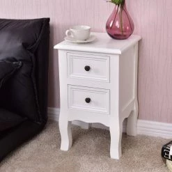 19.7 in. H x 11.7 in. W x 11.7 in. D 2-Drawer White Wood Accent End Nightstand by Boyel Living -MODWAY store white boyel living nightstands hysn 56005wh 31 1000