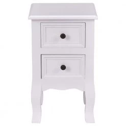 19.7 in. H x 11.7 in. W x 11.7 in. D 2-Drawer White Wood Accent End Nightstand by Boyel Living