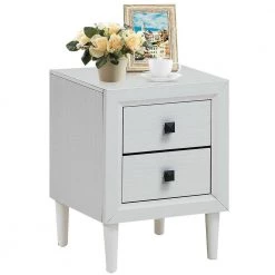 22 in. H x 16 in. W x 16 in. D 2-Drawer White Retro Bedside Nightstand/ End Table by Boyel Living -MODWAY store white boyel living nightstands hysn 61187wh 4f 1000
