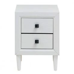 22 in. H x 16 in. W x 16 in. D 2-Drawer White Retro Bedside Nightstand/ End Table by Boyel Living