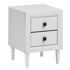 22 in. H x 16 in. W x 16 in. D 2-Drawer White Retro Bedside Nightstand/ End Table by Boyel Living -MODWAY store white boyel living nightstands hysn 61187wh c3 1000