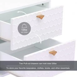 White Ready to Assemble Nightstand 2-Drawer Accent Chest of Drawers with Golden Stands by Boyel Living -MODWAY store white boyel living nightstands kdbec 1472a wh 1f 1000