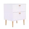 White Ready to Assemble Nightstand 2-Drawer Accent Chest of Drawers with Golden Stands by Boyel Living -MODWAY store white boyel living nightstands kdbec 1472a wh 64 1000