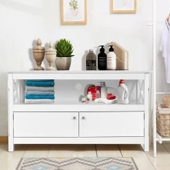 44 in. White Wood TV Stand Fits TVs Up to 54 in. Storage Cabinet with Drawers by Boyel Living -MODWAY store white boyel living tv stands hysn 66081wh 31 1000