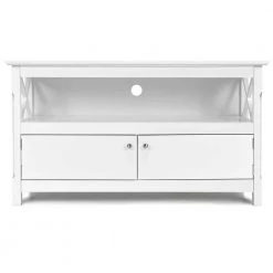 44 in. White Wood TV Stand Fits TVs Up to 54 in. Storage Cabinet with Drawers by Boyel Living