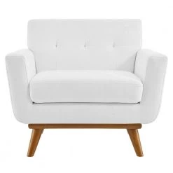 Engage Upholstered Fabric Arm Chair in White by MODWAY -MODWAY store white modway accent chairs eei 1178 whi 4f 1000