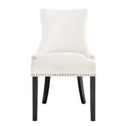 Marquis White Performance Velvet Nailhead Trim Dining Side Chairs (Set of 2) by MODWAY -MODWAY store white modway accent chairs eei 5010 whi 1f 1000