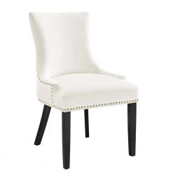 Marquis White Performance Velvet Nailhead Trim Dining Side Chairs (Set of 2) by MODWAY -MODWAY store white modway accent chairs eei 5010 whi c3 1000