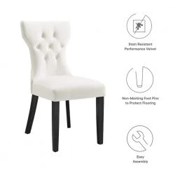 White Silhouette Performance Velvet Dining Arm Chair (Set of 2) by MODWAY -MODWAY store white modway dining chairs eei 5014 whi 1f 1000