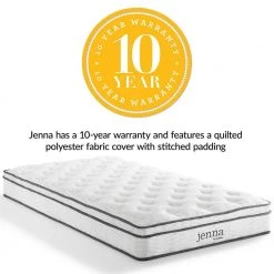 Jenna 8in. Medium Innerspring Pillow Top Narrow Twin Mattress by MODWAY -MODWAY store white modway mattresses mod 6132 whi 1f 1000