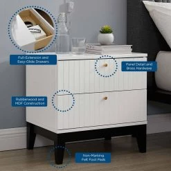 Dakota 2-Drawer White Nightstand 15.5x21.5x21.5in by MODWAY -MODWAY store white modway nightstands mod 6671 whi 1f 1000