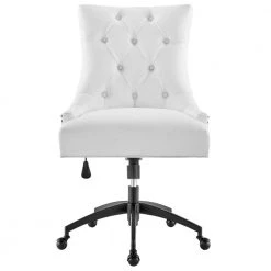 Regent Tufted White Fabric Seat Office Chair with Matte Black Metal Base by MODWAY -MODWAY store white modway task chairs eei 4572 blk whi 4f 1000