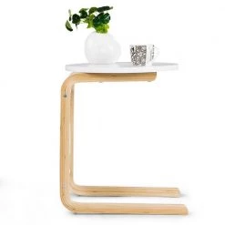 White C-shaped Coffee Side Sofa Table with Storage Bag by Boyel Living -MODWAY store wood boyel living coffee tables hysn 60310 4f 1000