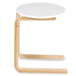 White C-shaped Coffee Side Sofa Table with Storage Bag by Boyel Living