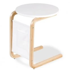 White C-shaped Coffee Side Sofa Table with Storage Bag by Boyel Living -MODWAY store wood boyel living coffee tables hysn 60310 c3 1000