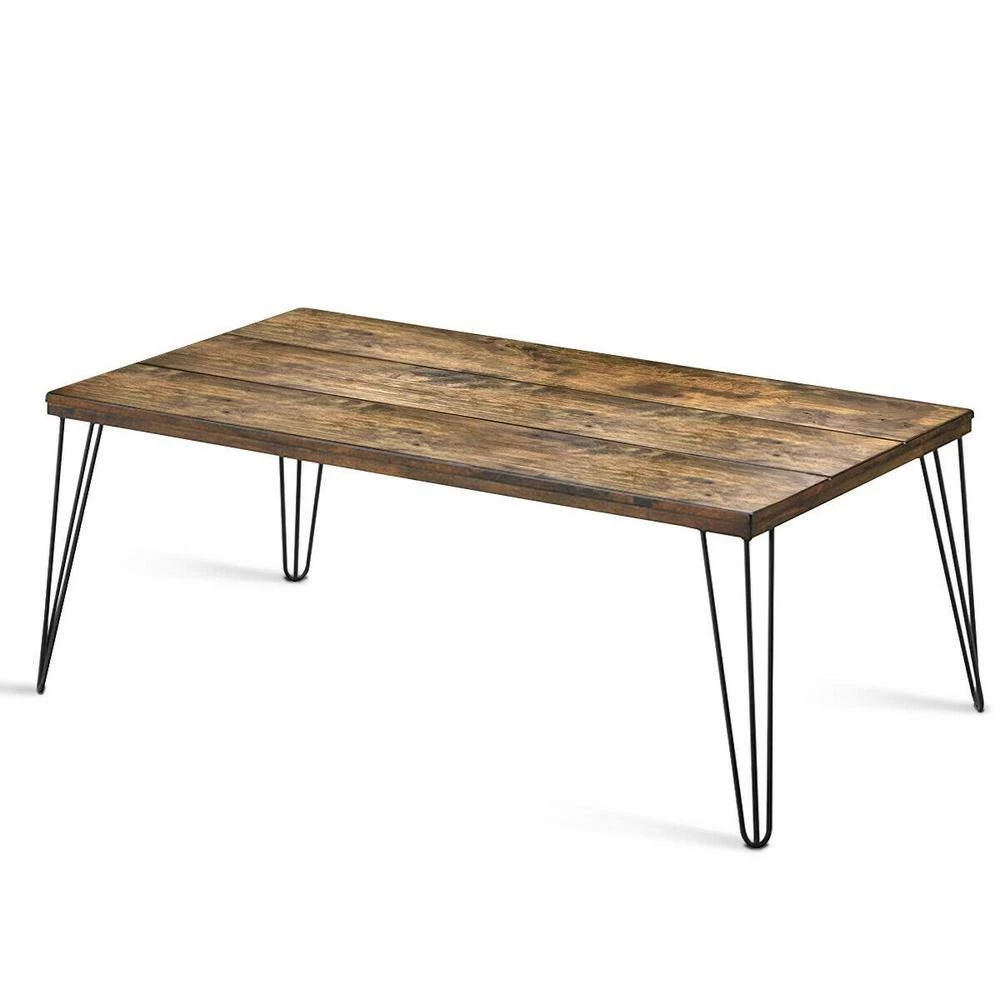 43.5 in. Brown Rustic Industrial Wood Rectangular Coffee Table by Boyel Living 6 43.5 in. Brown Rustic Industrial Wood Rectangular Coffee Table by Boyel Living - Image 4