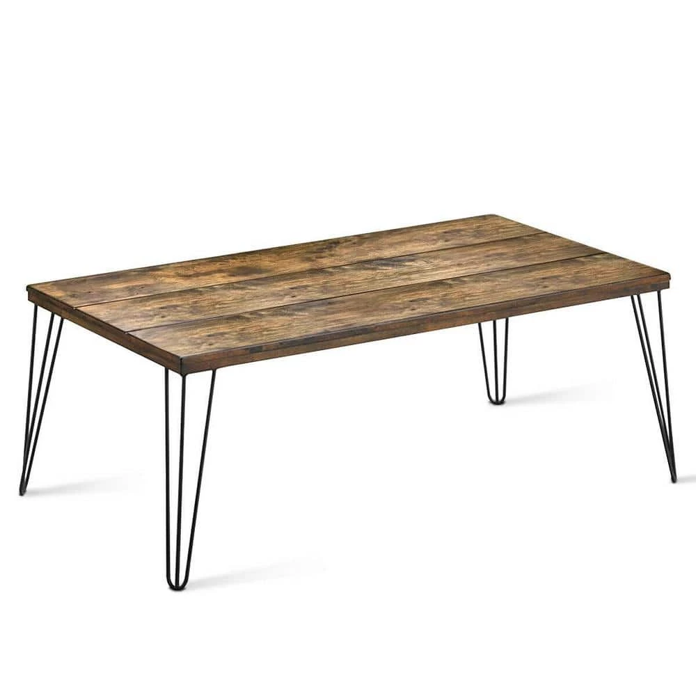 43.5 in. Brown Rustic Industrial Wood Rectangular Coffee Table by Boyel Living 3 43.5 in. Brown Rustic Industrial Wood Rectangular Coffee Table by Boyel Living