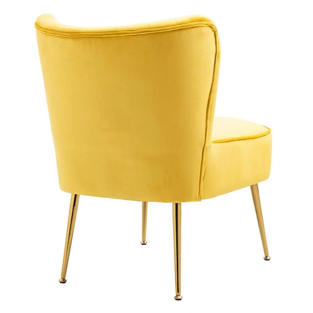 Yellow Velvet Slipper Chair (Set of 2) by Boyel Living 8 Yellow Velvet Slipper Chair (Set of 2) by Boyel Living - Image 6