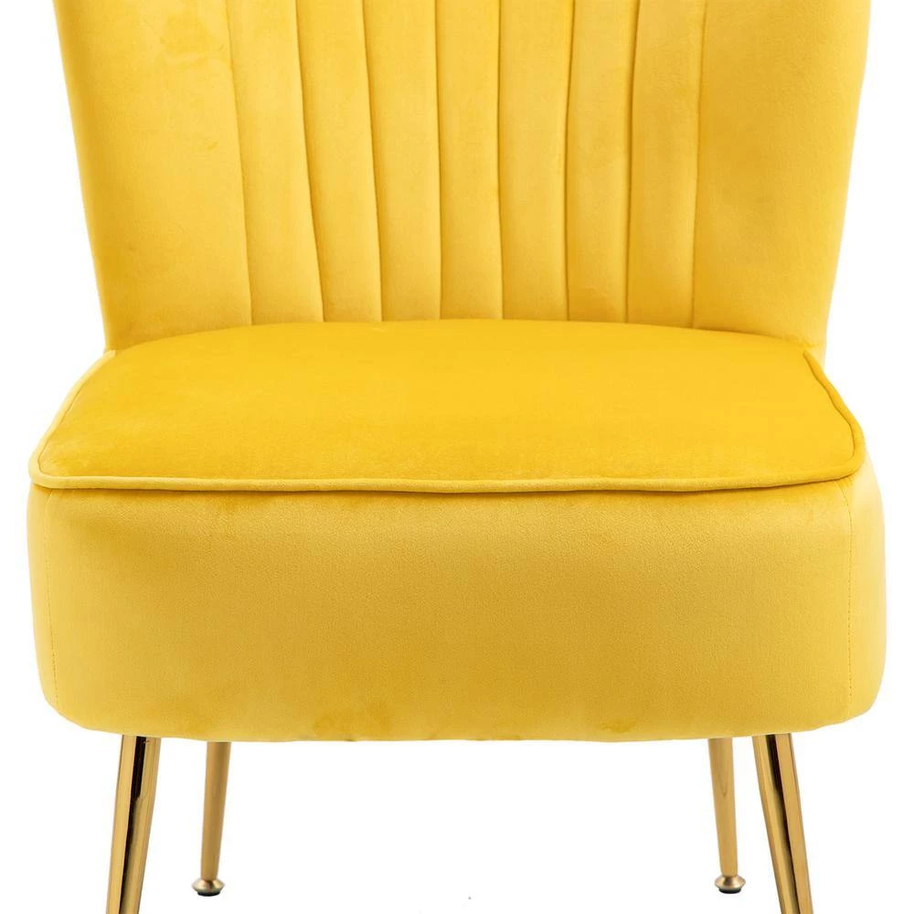 Yellow Velvet Slipper Chair (Set of 2) by Boyel Living 6 Yellow Velvet Slipper Chair (Set of 2) by Boyel Living - Image 4