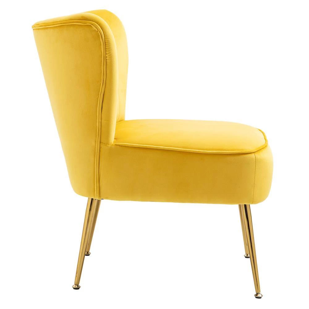 Yellow Velvet Slipper Chair (Set of 2) by Boyel Living 9 Yellow Velvet Slipper Chair (Set of 2) by Boyel Living - Image 7