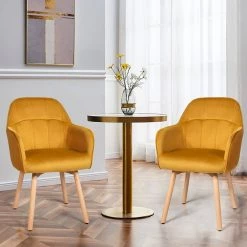 2-Piece Yellow Tufted Performance Velvet Upholstered Accent Arm Chairs by Boyel Living -MODWAY store yellow boyel living accent chairs hysn 66057yw 2 31 1000
