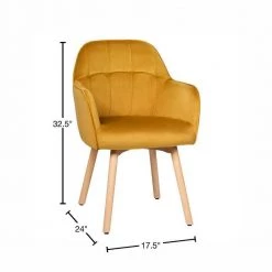 2-Piece Yellow Tufted Performance Velvet Upholstered Accent Arm Chairs by Boyel Living -MODWAY store yellow boyel living accent chairs hysn 66057yw 2 40 1000