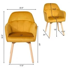 2-Piece Yellow Tufted Performance Velvet Upholstered Accent Arm Chairs by Boyel Living -MODWAY store yellow boyel living accent chairs hysn 66057yw 2 44 1000