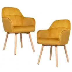 2-Piece Yellow Tufted Performance Velvet Upholstered Accent Arm Chairs by Boyel Living -MODWAY store yellow boyel living accent chairs hysn 66057yw 2 c3 1000